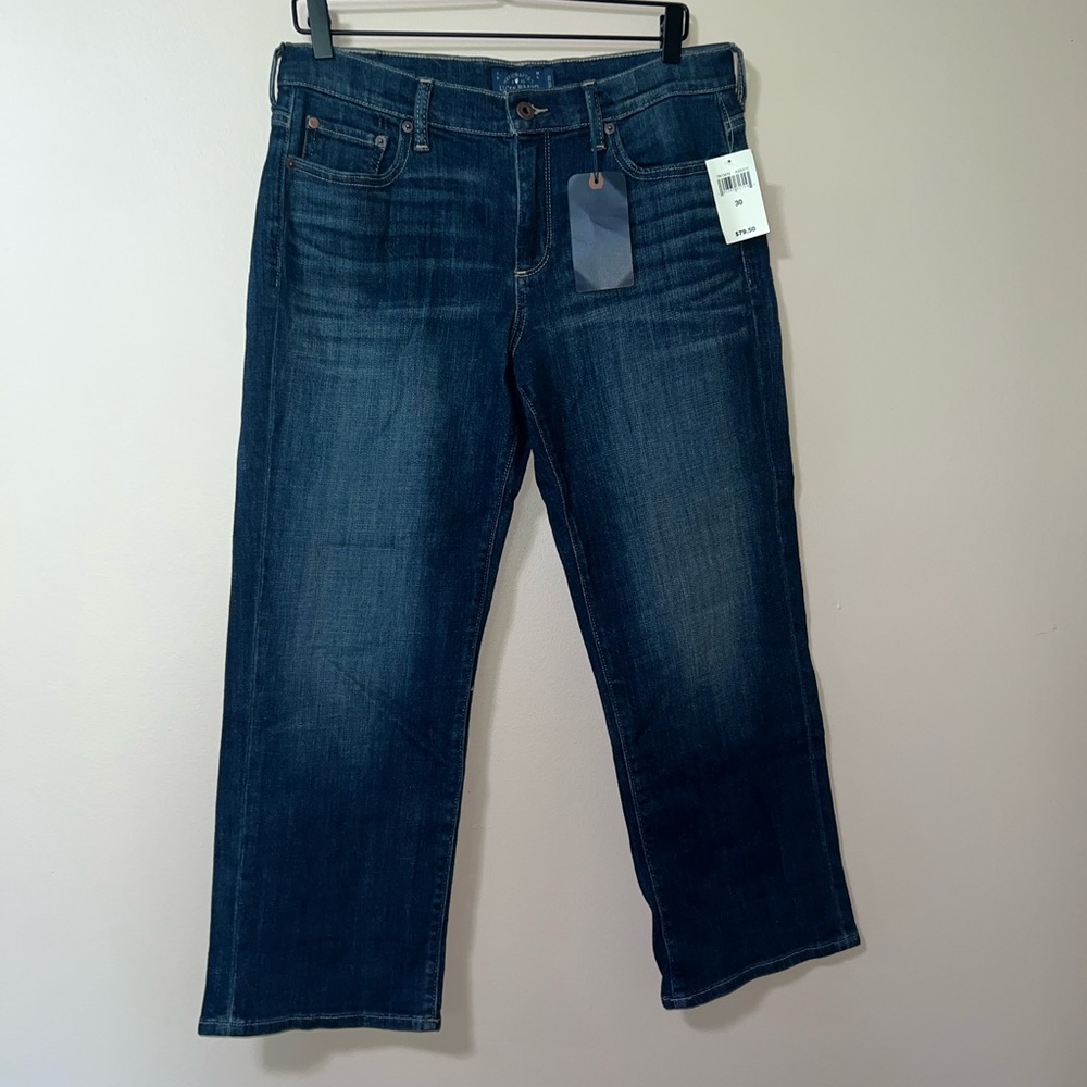 Lucky Brand Easy Rider Crop Dark Blue Wash Size 30